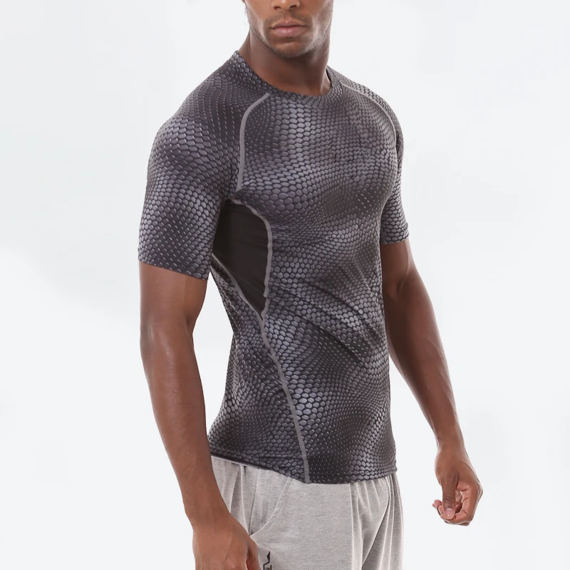 

High quality muscle fitted custom mens short sleeve compression gym workout shirts Brazil wholesale