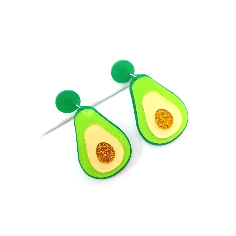 

Acrylic avocado green fruit earrings summer fresh temperament fruit party green women's earrings