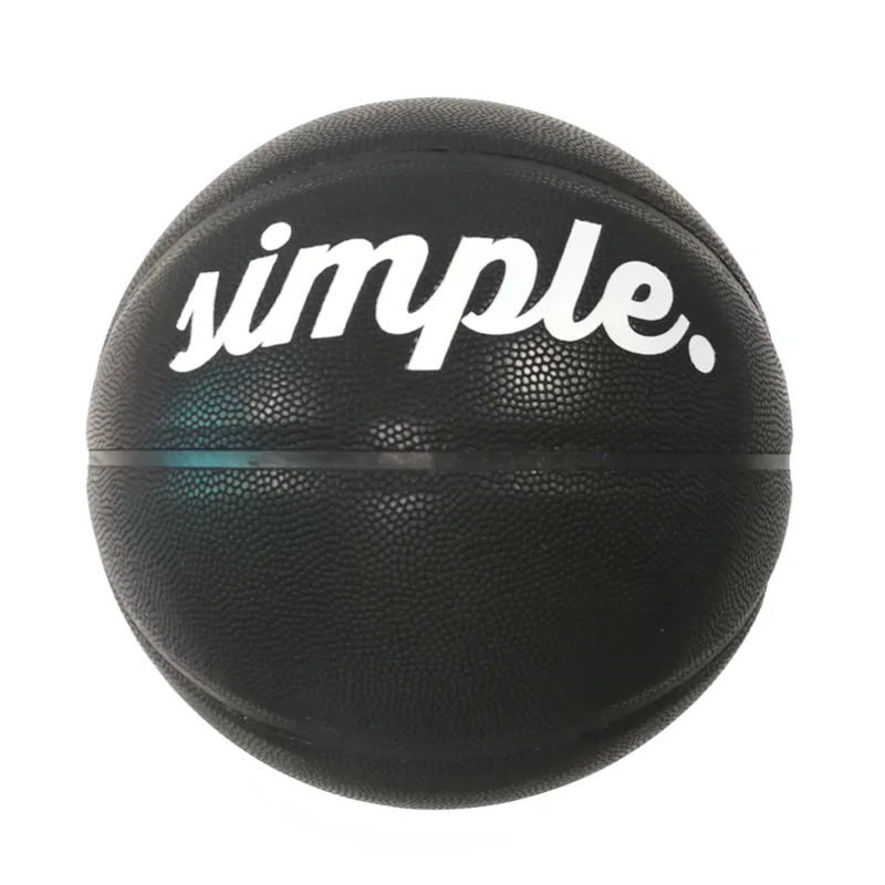 

Custom white logo printed black leather basketball, Customized