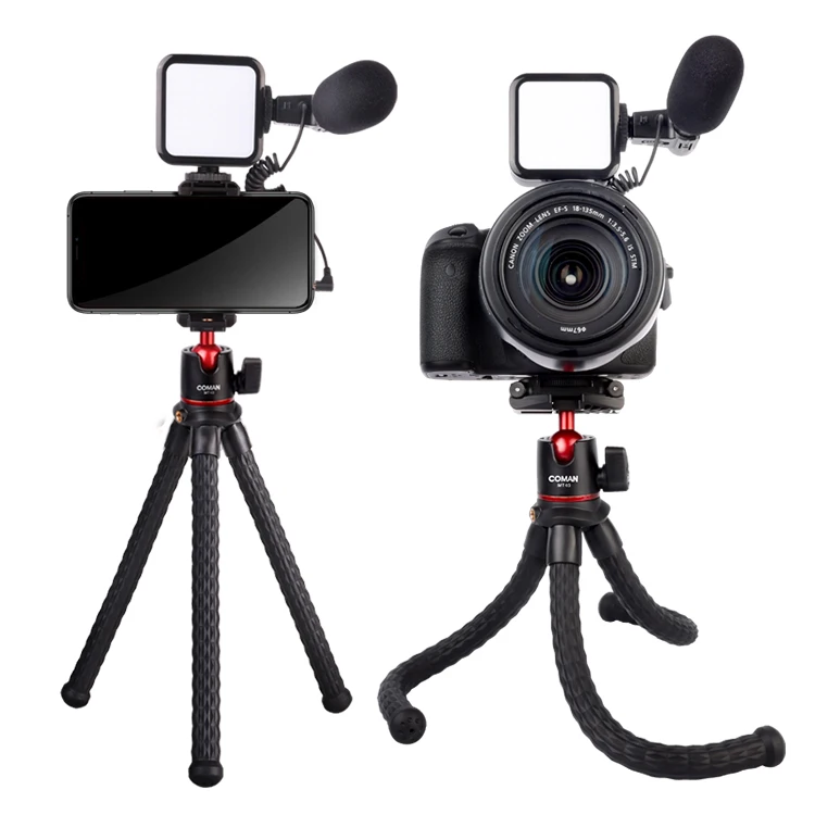 

Coman Portable Vlogging Kit Smartphone Video Microphone Kit with Led Light Broadcast Conference Lighting, Customize