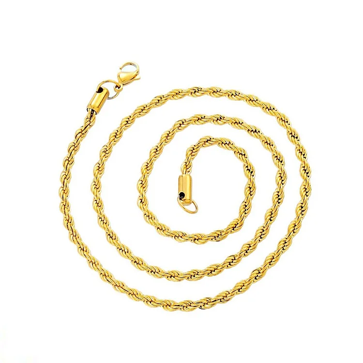 

3mm various length stainless steel twist chain box chain vacuum plated hip hop necklace