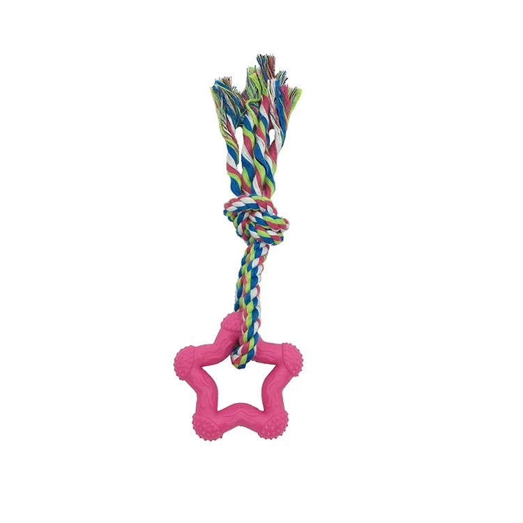 

Wholesale Eco Can Be Drag Cotton Rope Star Shape Rubber Dog Chew Toy For Interactive, Customized color