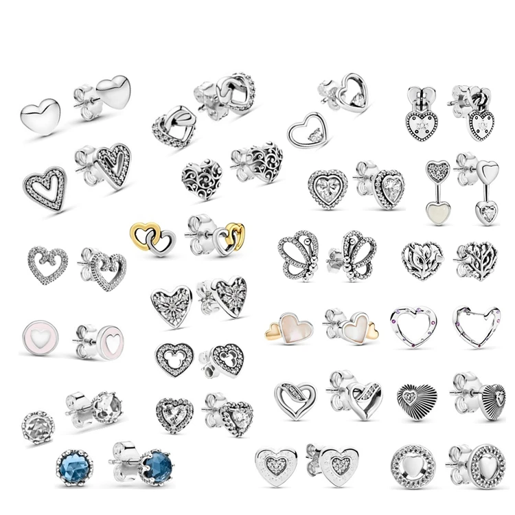 

Uniquely designed heart-shaped 925 sterling silver stud earrings gift for women jewelry