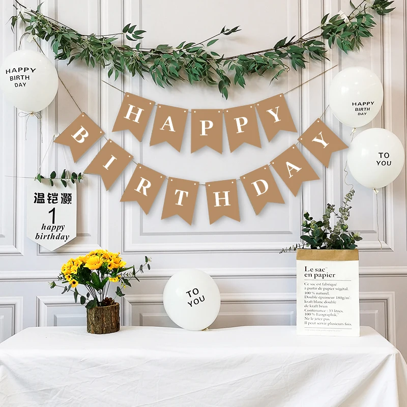 

birthday party decoration Country style party 13 Flag Alphabet white letters happy birthday burlap banner