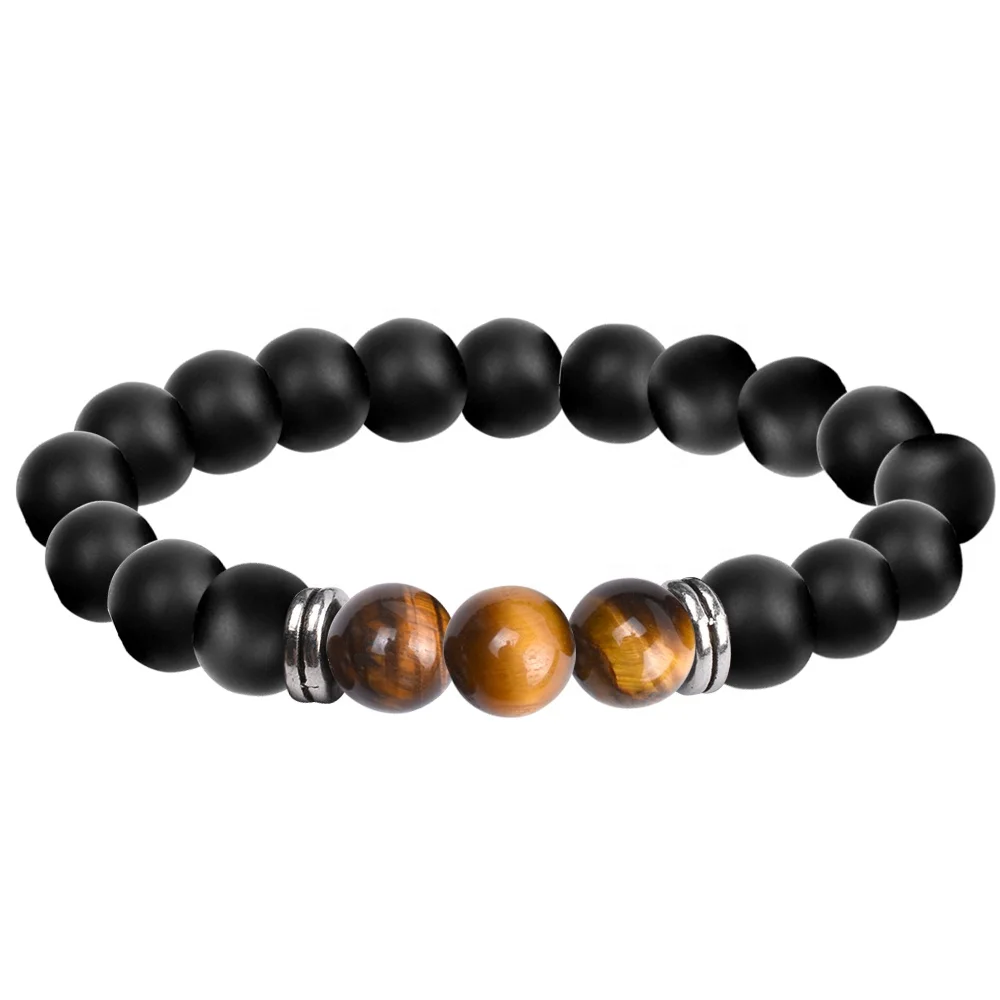 10MM Wholesale Men Jewelry Rock Lava Tourmaline Agate Stone Natural Gemstone Beads Bracelet