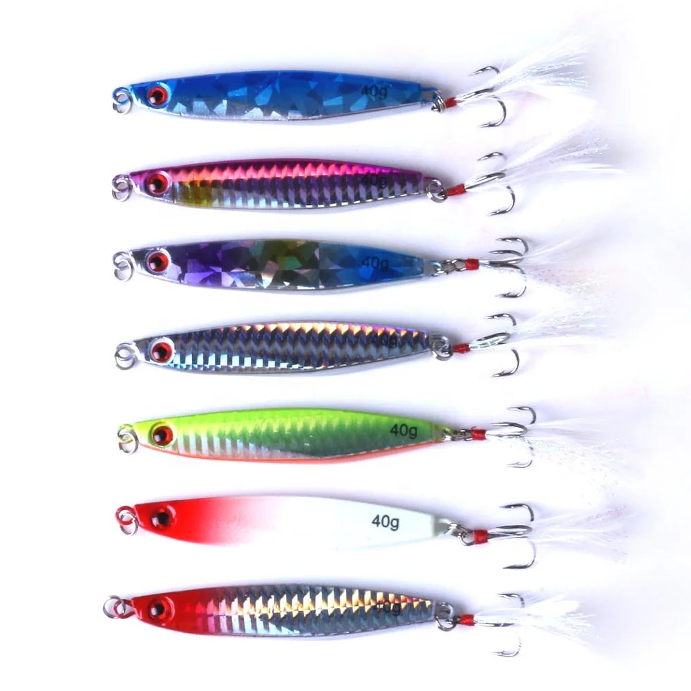 

Hengjia 40g Hard fishing lure Lead Jigging fishing bait with hooks 40g 80mm, 7 available colors to choose