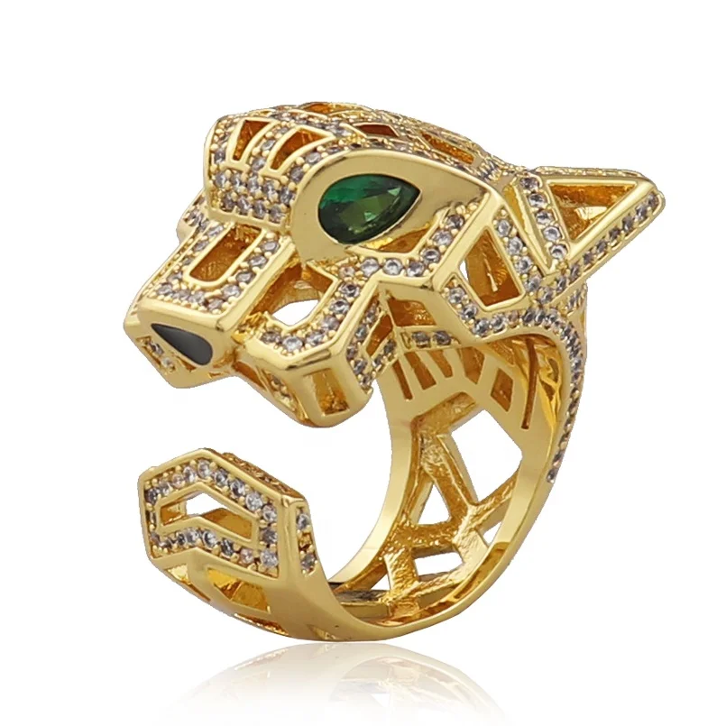 fashion jewelry Animal rings plated 18k gold zircon hollow ring jewelry