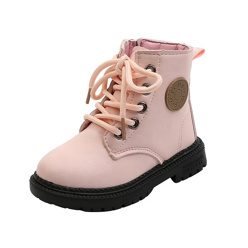 

2021 Spring Autumn Children Shoes Leather Flower Baby Rubber Boots Waterproof Fashion Kids Martin Boots