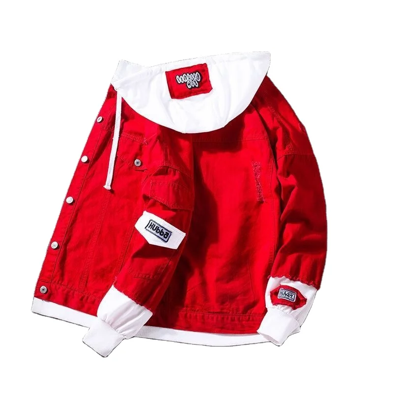 

jacket men's street hoodie hip-hop bomber jacket coat beggar outfit Denim Jacket For Man