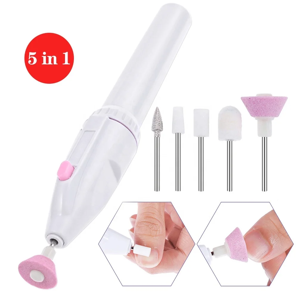 

Electric Nail set Manicure Set 5 in 1 Manicure machine Nail Drill File Grinder Grooming kit nail Buffer Polisher remover, Pink