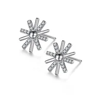 

elegant jewelry 925 silver charm sunflower fashionable earrings for women and girls