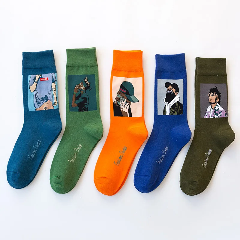 

KANGYI Wholesale New Fancy Cartoon Anime Couples character socks Hip Hop Skateboard Fashion Adults Socks, Custom color