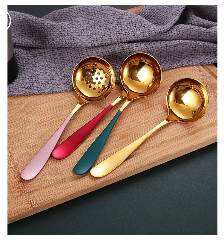 

Wholesale Gold Cutlery Set Stainless Steel Serving Spoons Slotted Soup Spoon Silverware Tablespoon Custom Logo Flatware Sets