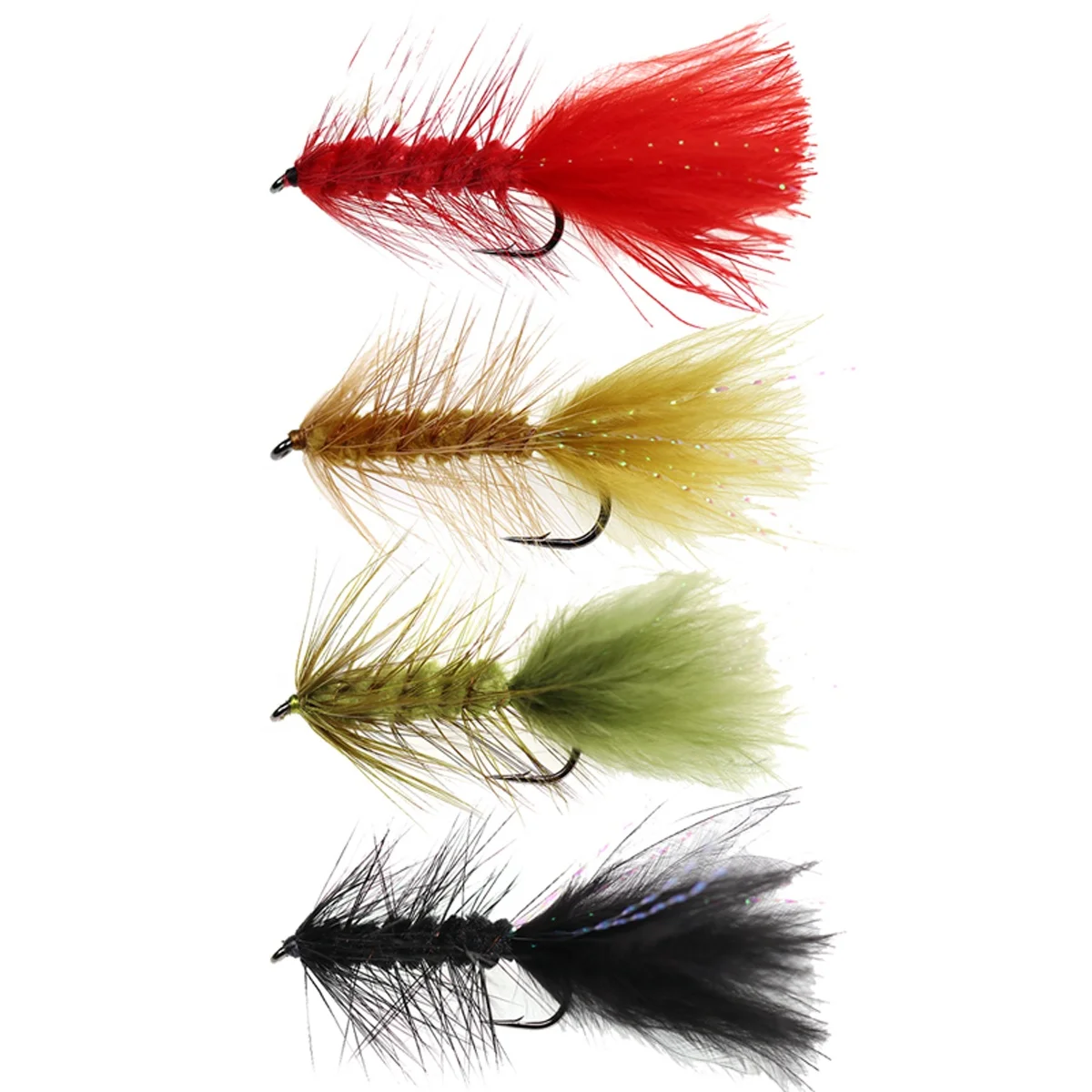 

Wooly Bugger Streamers Fishing Fly Lures Olive Red Black Saltwater Fly Tying Hook Trout Flies Bait, Red, black, olive, white, brown