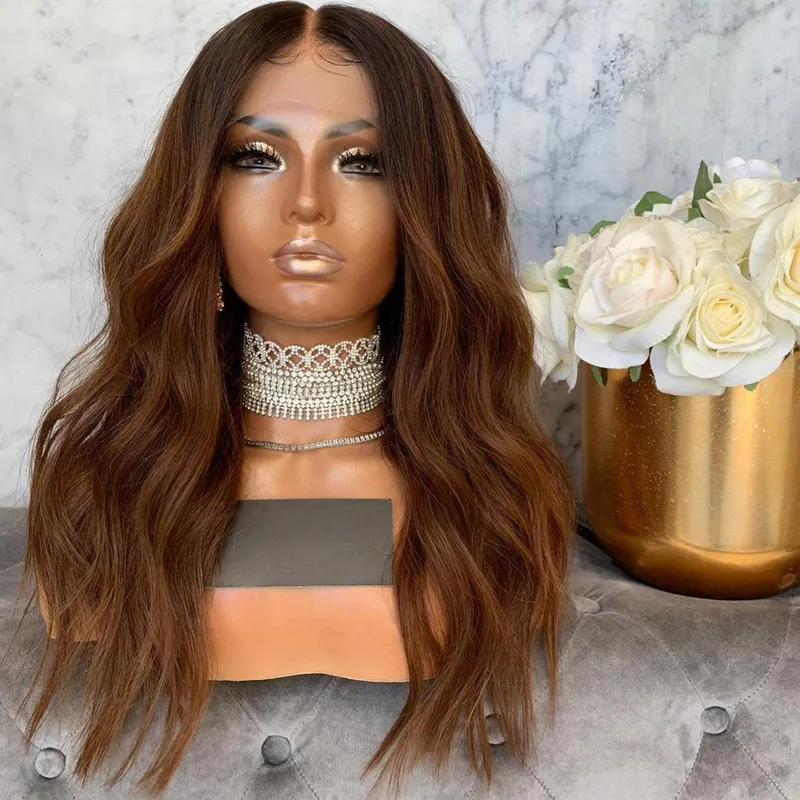 

Ombre Brown Lace Front Wig Brazilian Human Hair Frontal Lace Wigs WIth Baby Hair Pre plucked Wigs For Black Woman Free ship