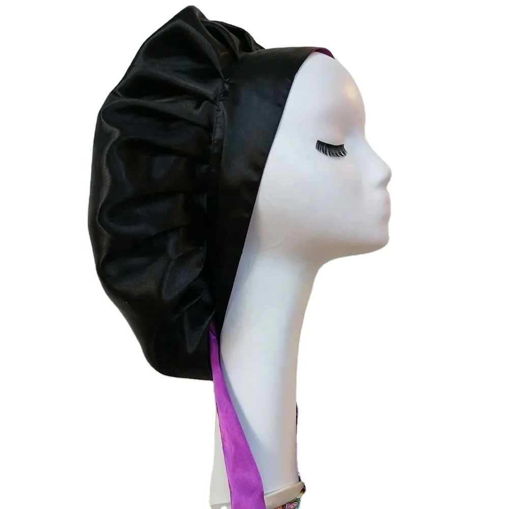 

Jumbo Box Braids Double Layers Long Tie Satin Headbands for Women Reversible Tie Bonnet, Customized