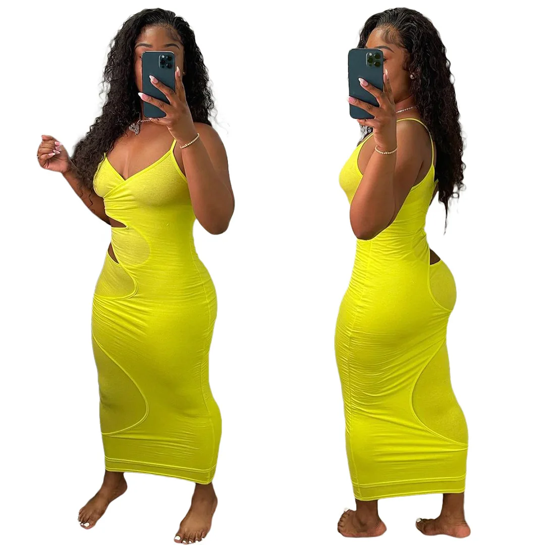 

v neck soild hollow out sleeveless plus size summer women bandage sexy bodycon club dresses women sexy