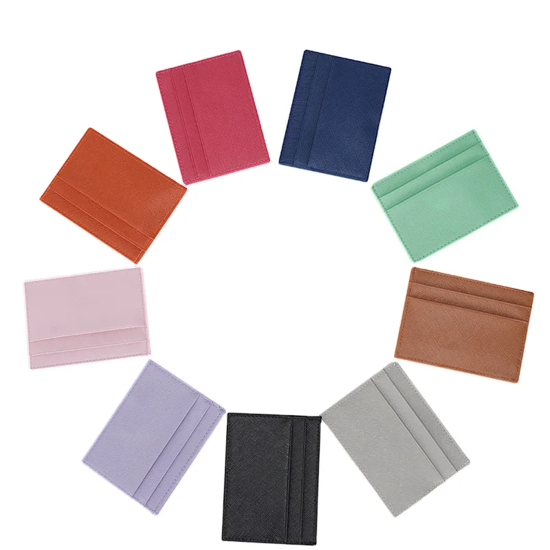 

Free Sample Tiding Women Custom Logo Color Saffiano Leather Card Holder Slim Credit Cardholder Wallet