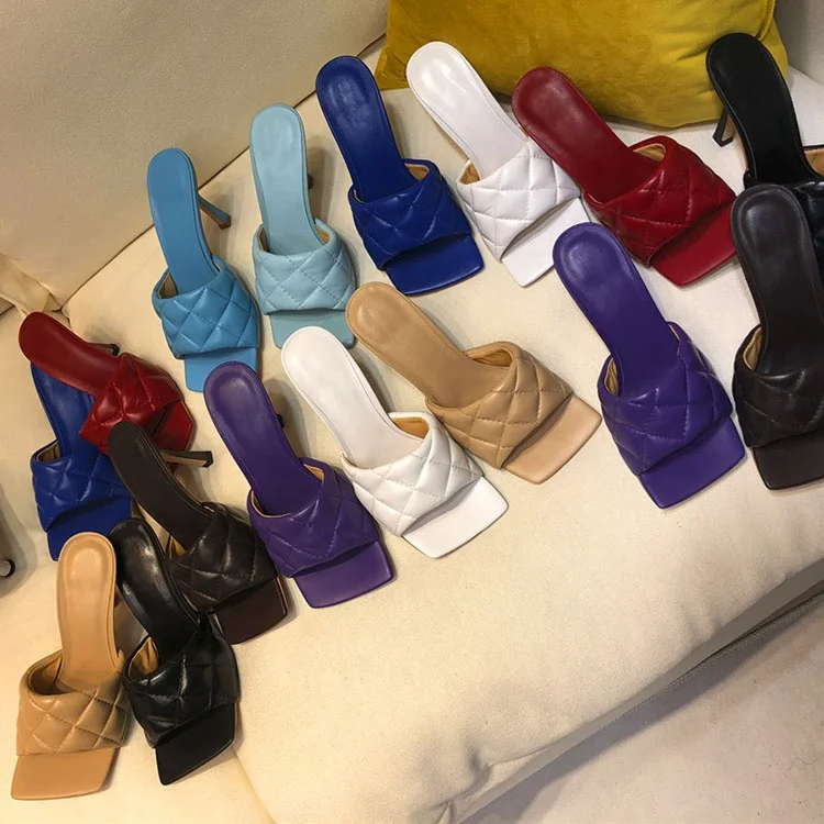 

2021 fashion trend factory wholesale ladies checkered ladies high heel sandals, Black,pink,red,yellow,blue