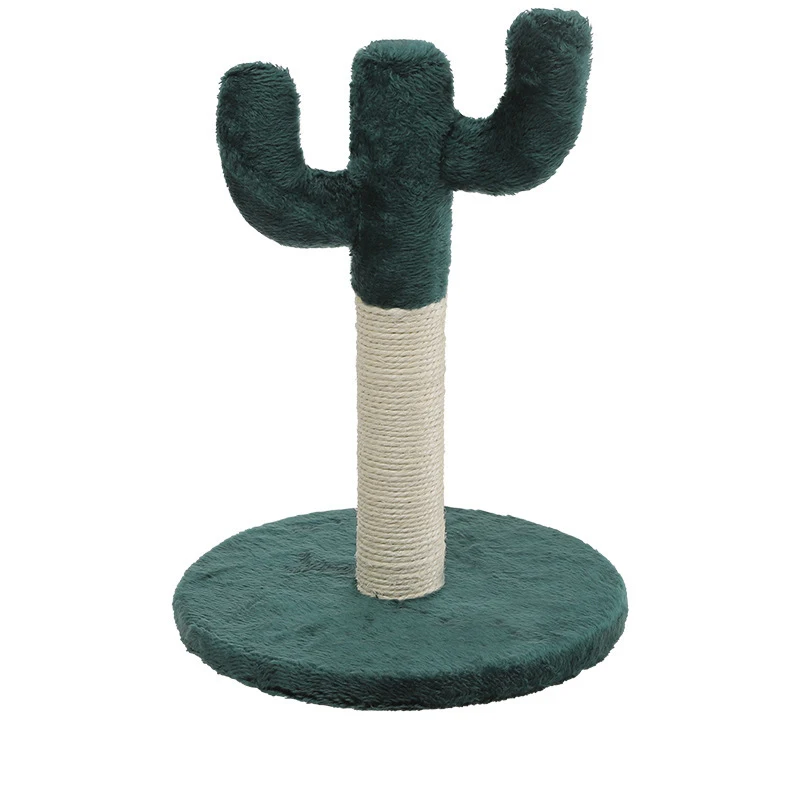 

Customized Logo Cactus Sunflower Plate Full Wrapped Sisal Durable Activity Towers Green Cat Scratching Post For Kitty