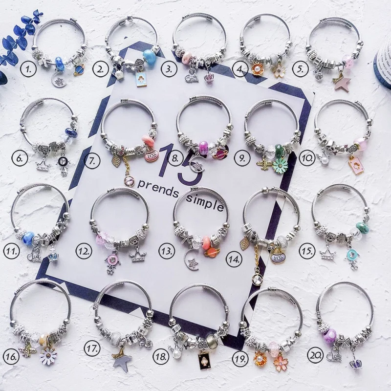 

Ethnic DIY Handmade Beaded Bracelet Stainless Steel Adjusted Bracelet, Silver