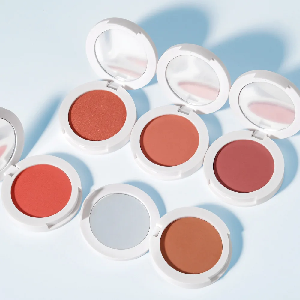 White Case Mineral Ressed Blush Powder Velvet Powder Blush Matte Satin Finish Custom Logo
