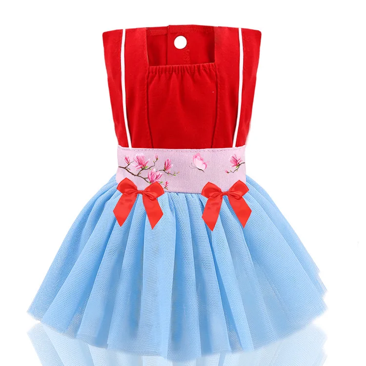

Spring and summer new pet clothes Chinese style butterfly skirt princess skirt for cat dog, As photo