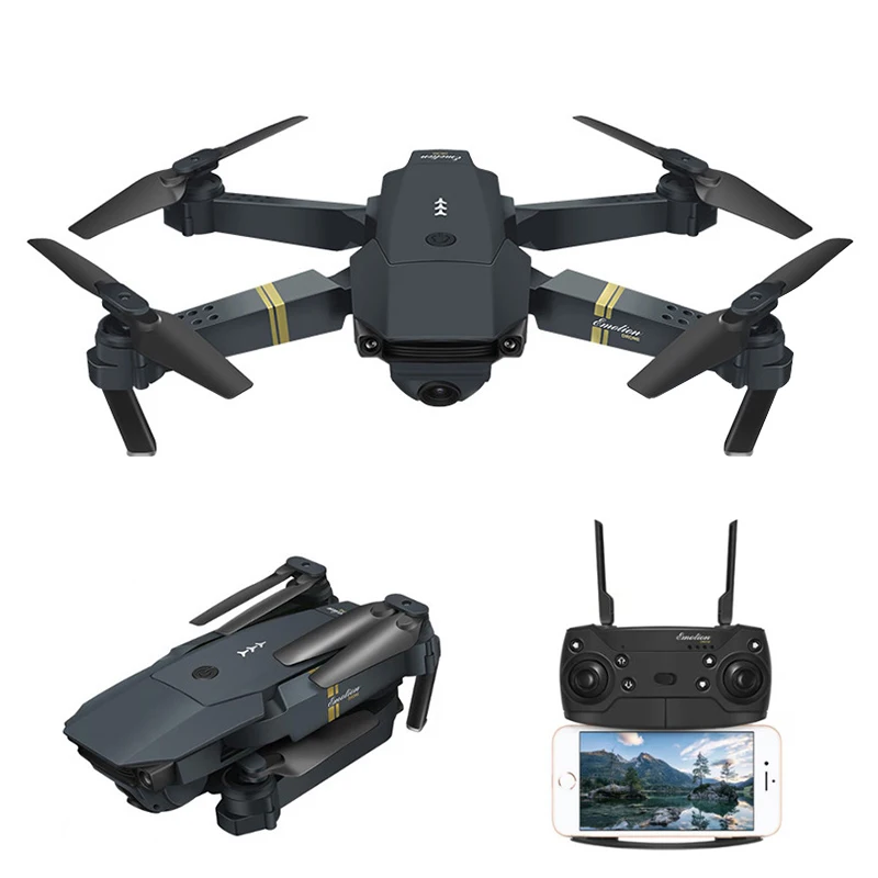 

WIFI FPV With Wide Angle 4K HD 1080P Camera Hight Hold Mode Foldable Arm RC Quadcopter Drone X Pro RTF Dron Drone E58, Black