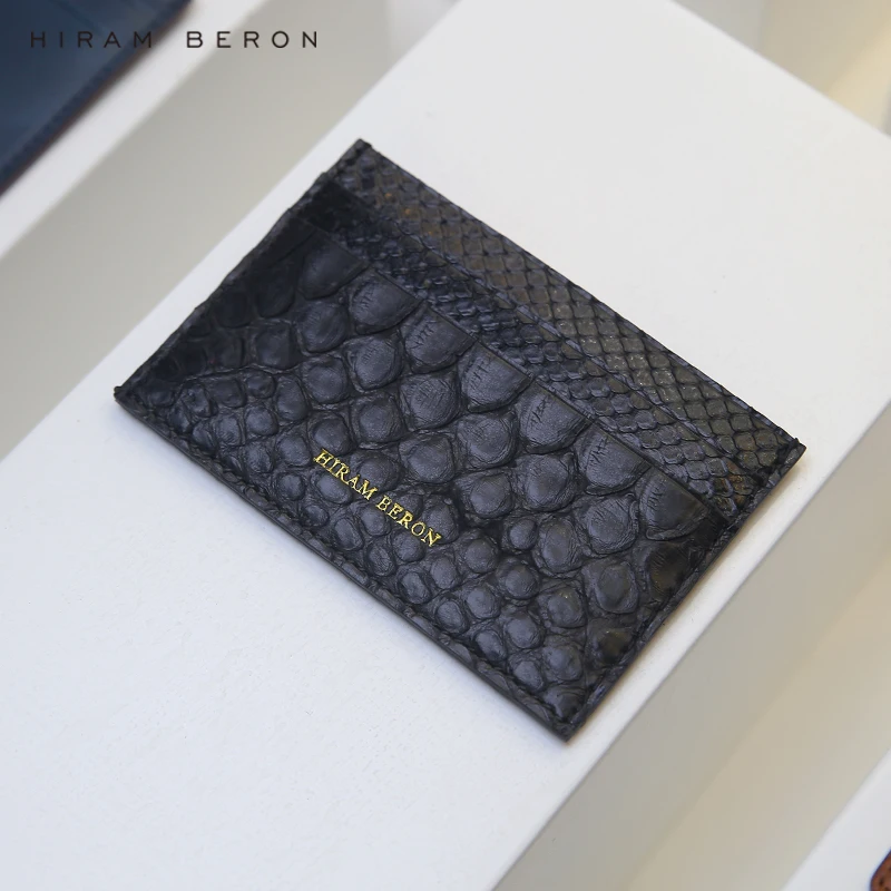 

Hiram Beron Custom Brand Luxury Python Skin Designer Card Holder Black Premium Dropship