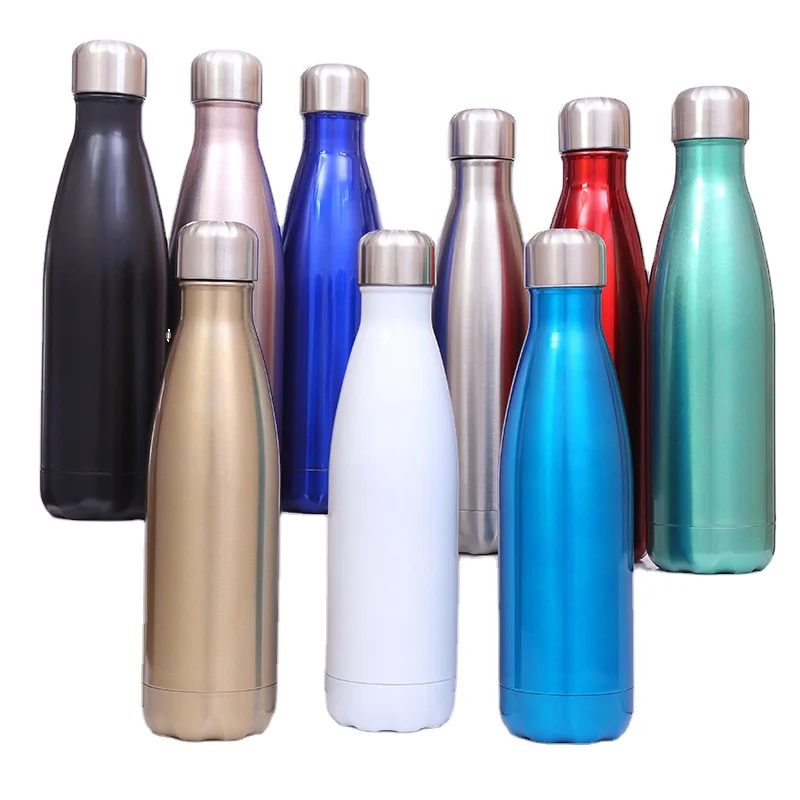 

Hot Sale Pure Color Double Wall Thermo Cola Shape Drink Insulated Stainless Steel Water Bottle With Custom Logo, Customized color acceptable