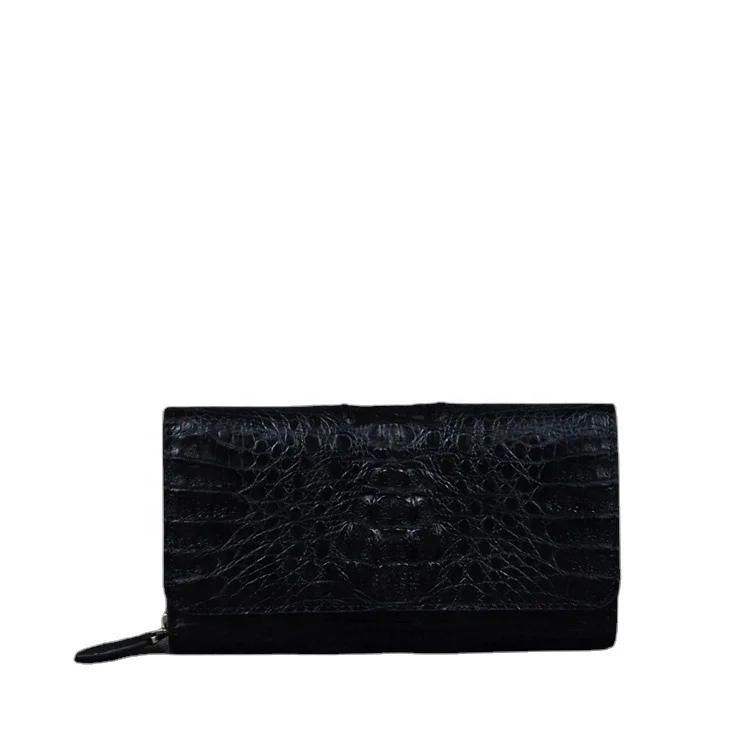 

Real crocodile fold wallet lady leather wallet black crocodile long wallet crocodile purse wholesale guangzhou