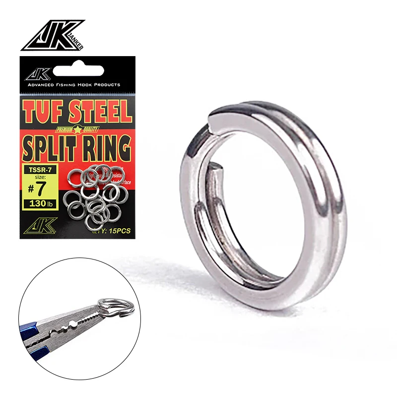 

JK TSSR 50LB-300LB Split Rings Tuf Steel Heavy Duty Strengthen Solid Anti Rust Connecting Ring Lure Accessories Sea