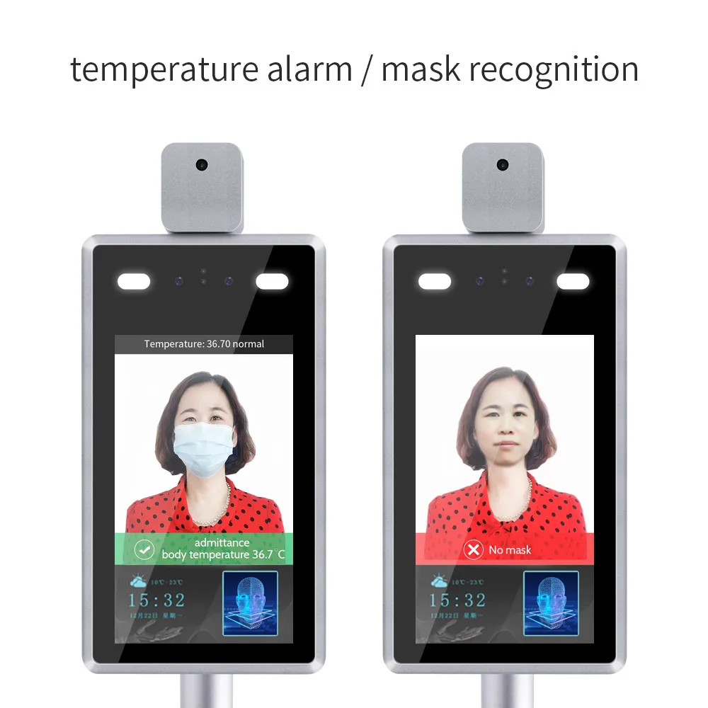 
body temperature camera non contact infrared fever detection access control system attendance alarm face recognition camera 