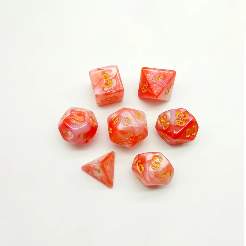 

Wholesale DND Polyhedral Dice acrylic transparent two colors dice set, Customized color