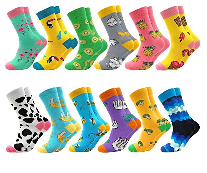 

XIANGHUI wholesale can custom Mid Calf Colorful women Casual Combed Cotton happy fashion crew socks, Custom color
