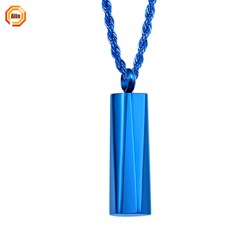 

2021 Original Innovative Men's Diamond Faceted Simple Stainless Steel Cylindrical Pendant for men