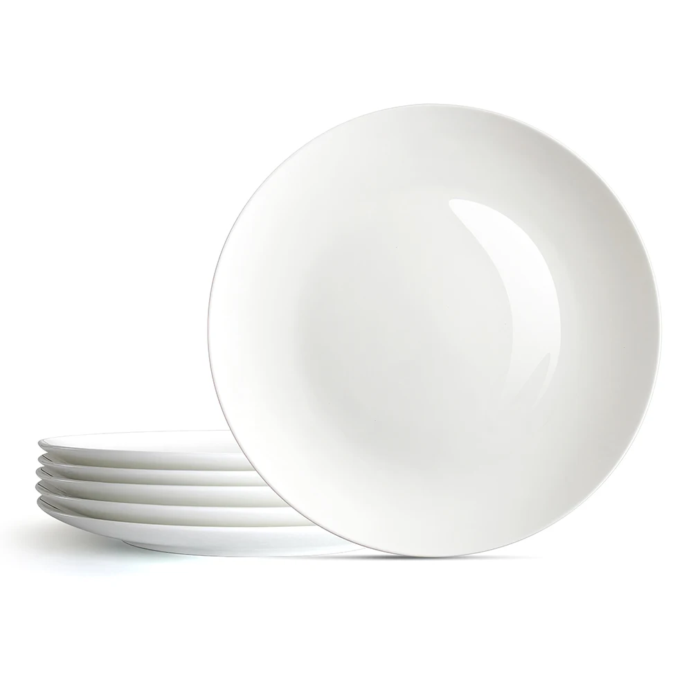 

Wholesale Plain White Dinner Plates Bone China Round Ceramic Tray Plates for Events