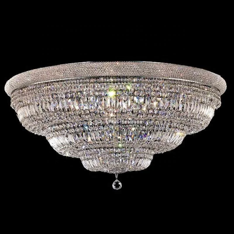 living room chrome crystal chandelier flush mounted ceiling light