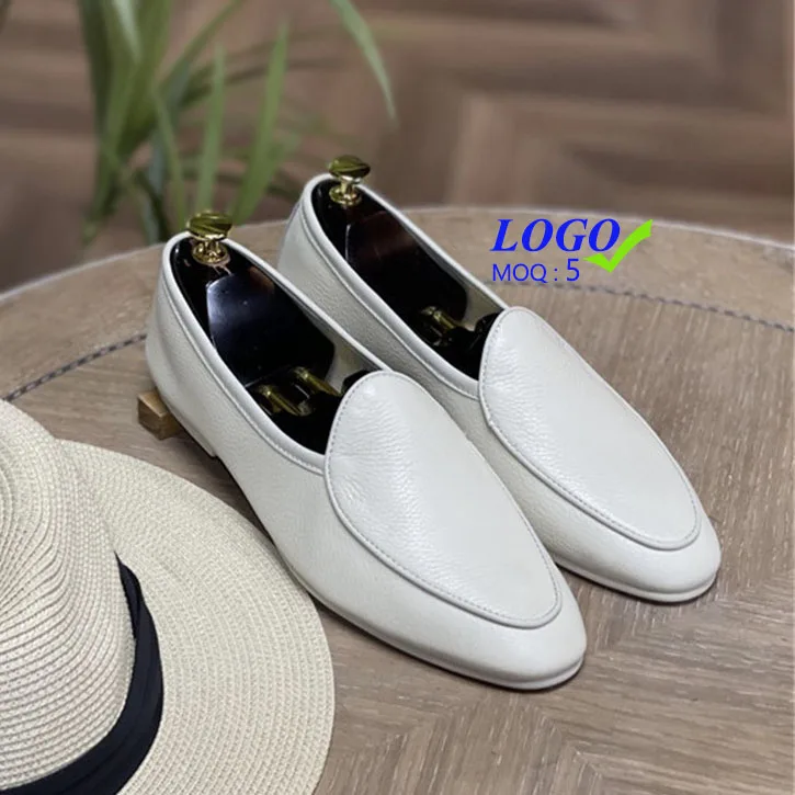 

custom retro classic genuine leather slip-on sandals casual business dress wedding shoes summer walk loafers men