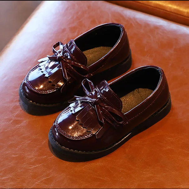 
stocked nude flat summer spring children sweet tassel stage performance bow-knot princess footwear leather dress shoes for kids 