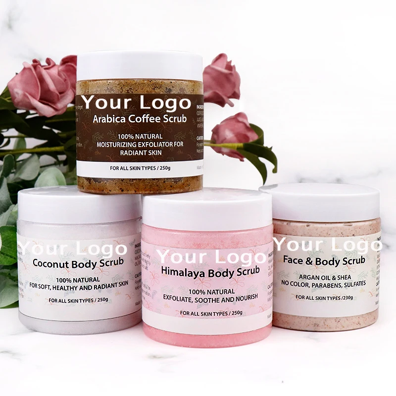 

Private Label 100% Natural Exfoliating Mens Women Anti Aging Arabica Coffee Coconut Himalaya Organic Face Body Scrub