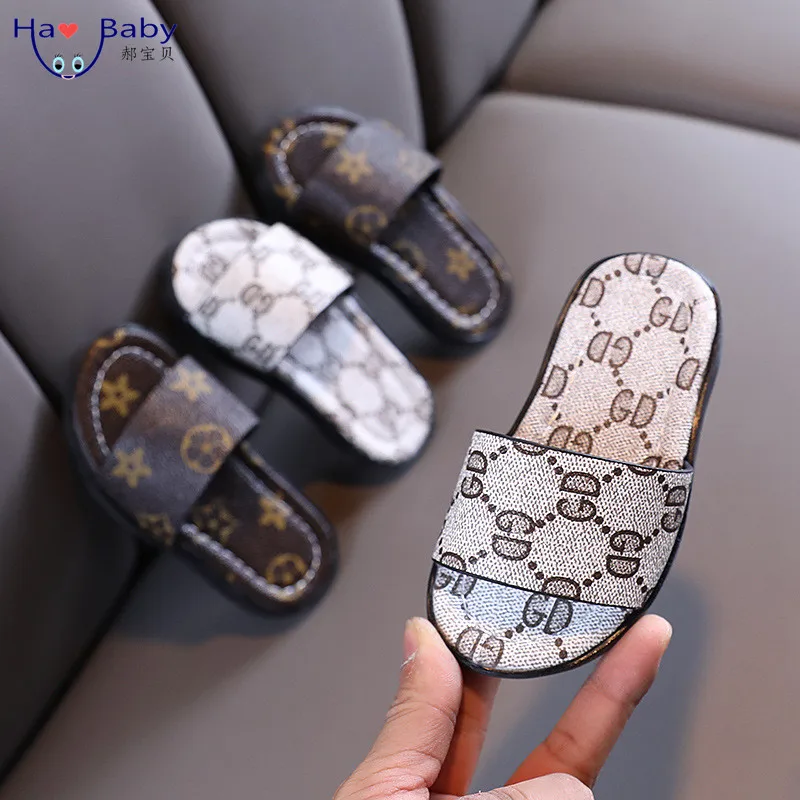 

Hao Baby 2022 Korean Summer Alphabet Non-slip Open-toed Outerwear Soft Sole Flip Flops Slippers For Kids, Red