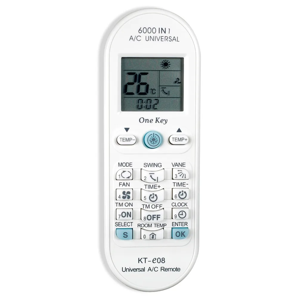 

Air Conditioner air conditioning universal remote control for toshi-ba panasonic san-yo fujit-su KT-e08 6000 in 1 one key series