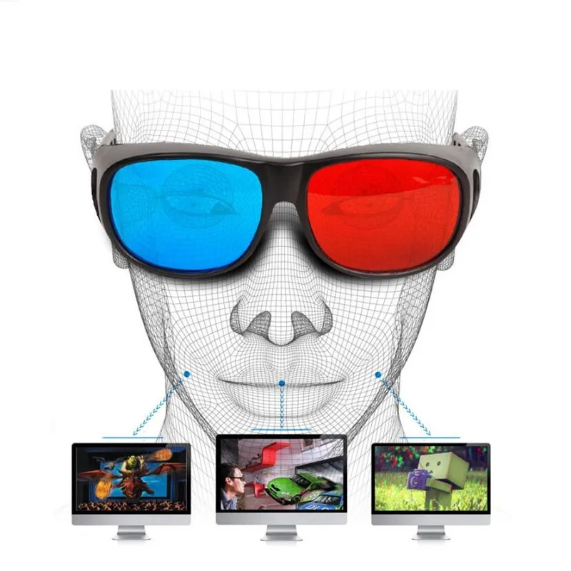 

3D Glasses DVD Stereo Movie Sunglasses Women Red-blue Cyan Anaglyph Simple Style 3d Movie Game Upgrade Style H752, Black