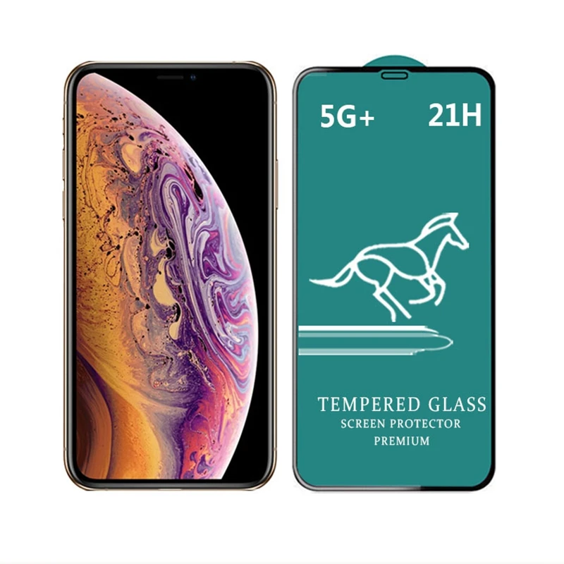 

5G+ 21H Full Cover Full Glue Screen Protector Tempered Glass For iPhone 12 Pro Max 11 Pro XR XS A32 A52 A72, Black