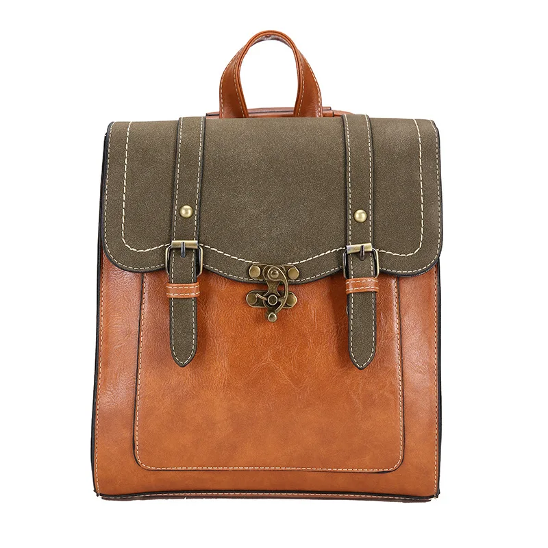 

Luxury Vintage Vegan Leather Shoulders Laptop Daypack Retro Schoolbag backpack