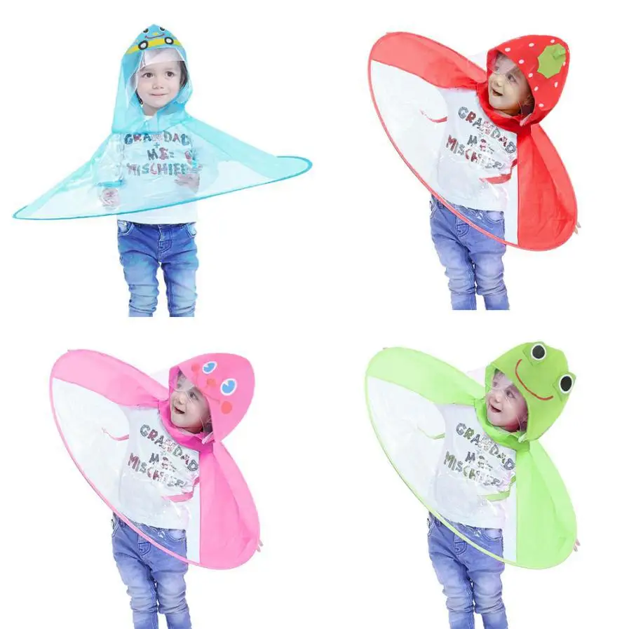 

Chicken Frog Animal Strawberry Rain Ponchos Children's Raincoat UFO Children Cartoon Umbrella, Yellow . pink, blue