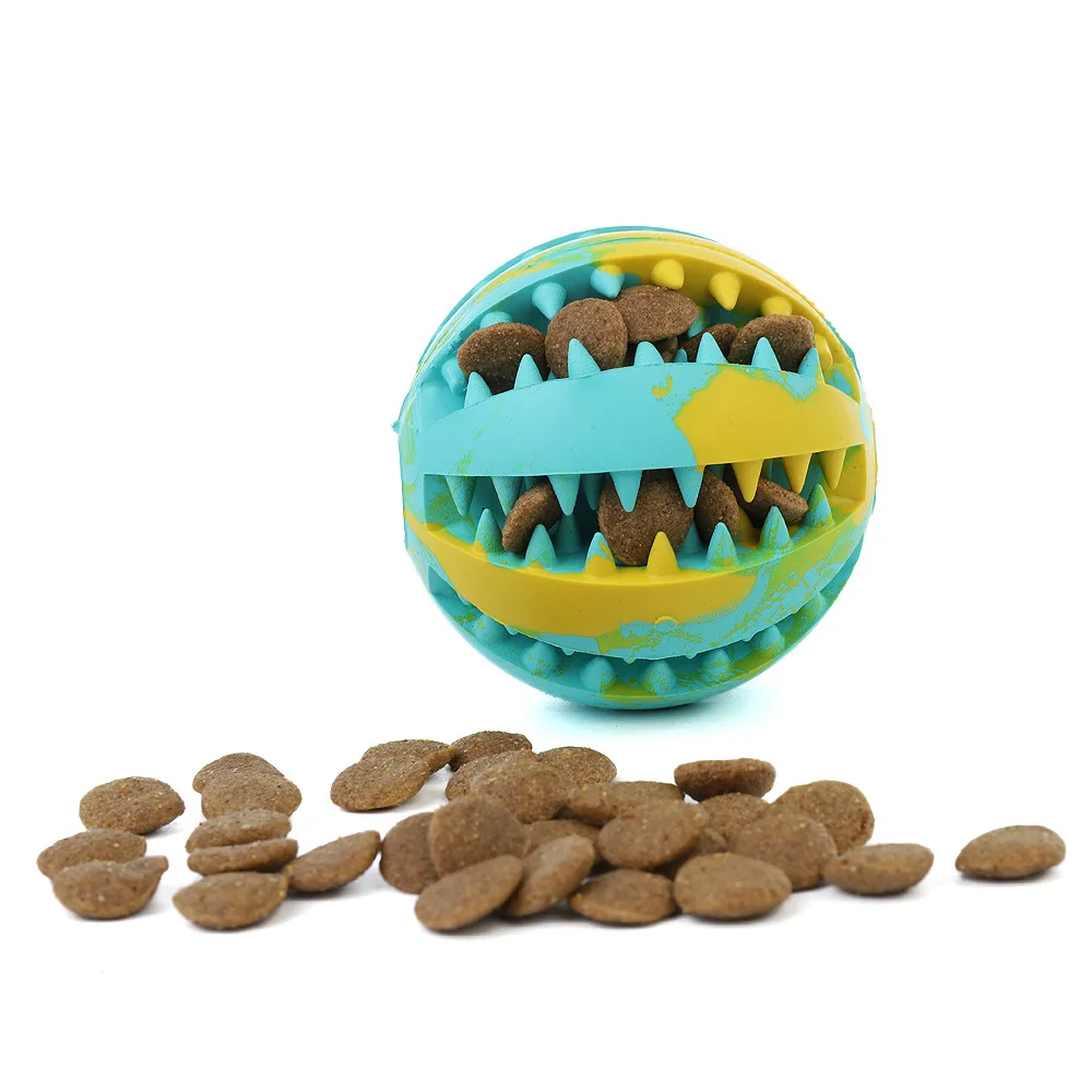 

Rubber Round Pet Slow Feeder Toy Ball Teeth Cleaning Chew Dog Toy Ball, As picture