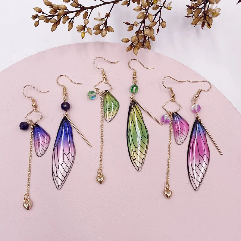 

EH004 Wing Shape Multi Color New Arrival Fashion Crystal Jewelry High Quanlity Vintage Earrings for Outdoors Activities Parties
