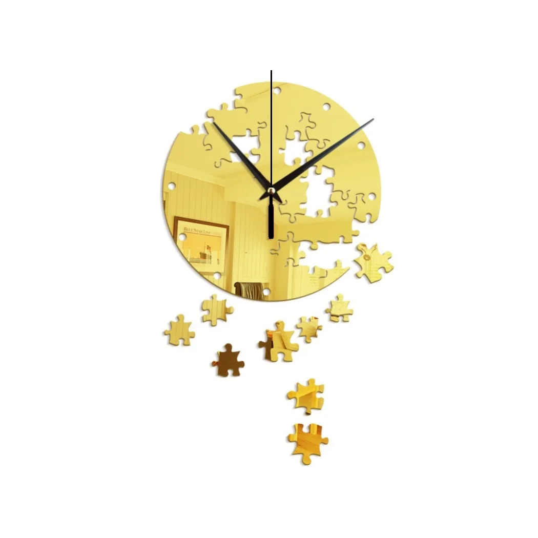 

Jigsaw Puzzle New 3D Wall Clock Mirror Wall Stickers Fashion Room Quartz Watch DIY Home Decoration Clocks reloj de pared